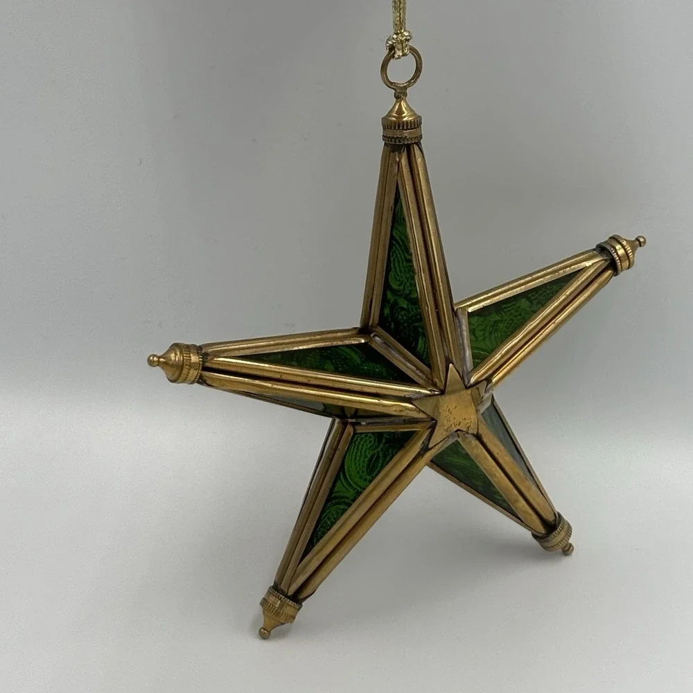 Victorian Tiffany Style‎ Christmas Emerald Green Stained Glass Star Ornament